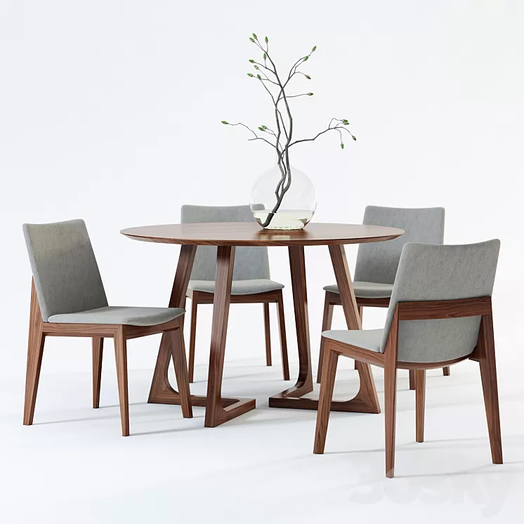 Scandinavian Designs Fuchsia Dining Chair & Cress Round Dining Table 3D Model
