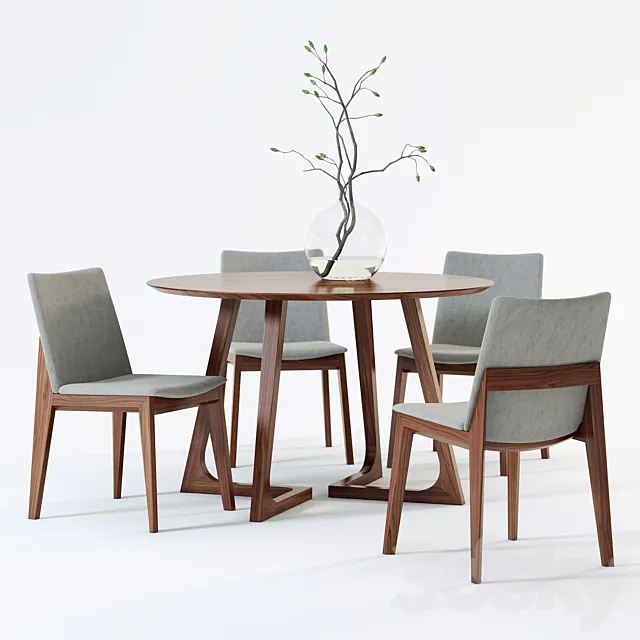 Scandinavian Designs Fuchsia Dining Chair & Cress Round Dining Table 3DModel Scandinavian Designs Fuchsia Dining Chair & Cress Round Dining Table 3DModel