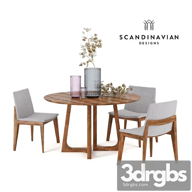 Scandinavian designs fuchsia dining chair & cress round dining table. lyngby porcelain 2 3D Model Download