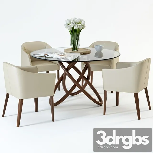 Scandinavian designs oleander dining table & lank chair 2 3D Model Download
