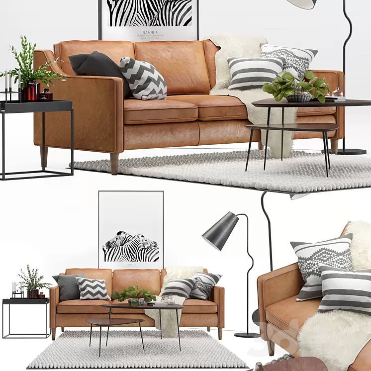 Scandinavian livig set 2. West Elm Hamilton sofa 3D Model Scandinavian livig set 2. West Elm Hamilton sofa 3D Model