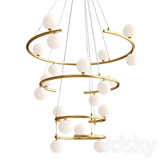 Scandinavian Round Gold chandelier 3D Model