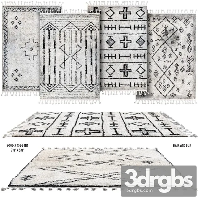 Scandinavian rugs set 3D Model Download