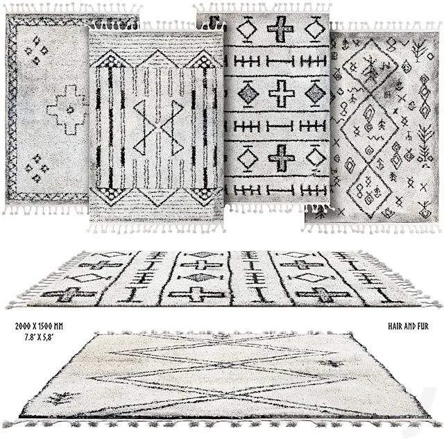 Scandinavian rugs set 3D Model Scandinavian rugs set 3D Model