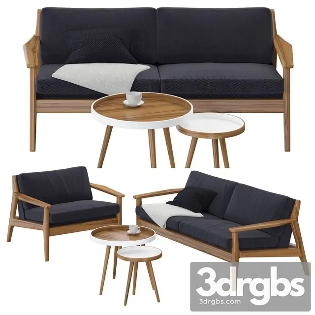 Scandinavian Sofa Set  3D Model Download