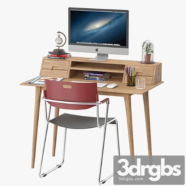 Scandinavian style desk 2 3D Model Download