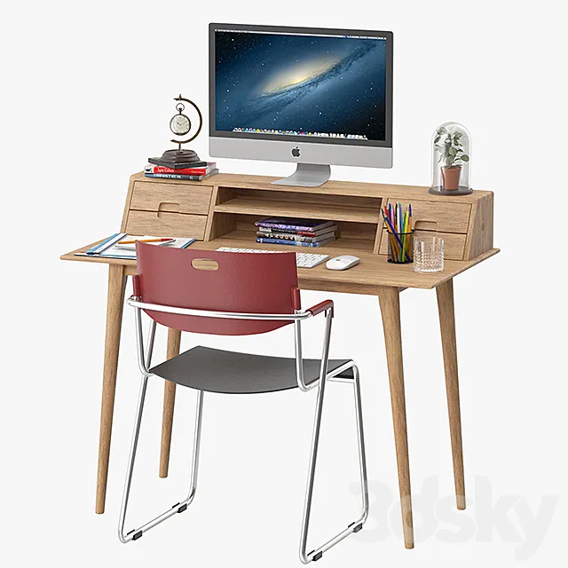 Scandinavian Style Desk 3D Model