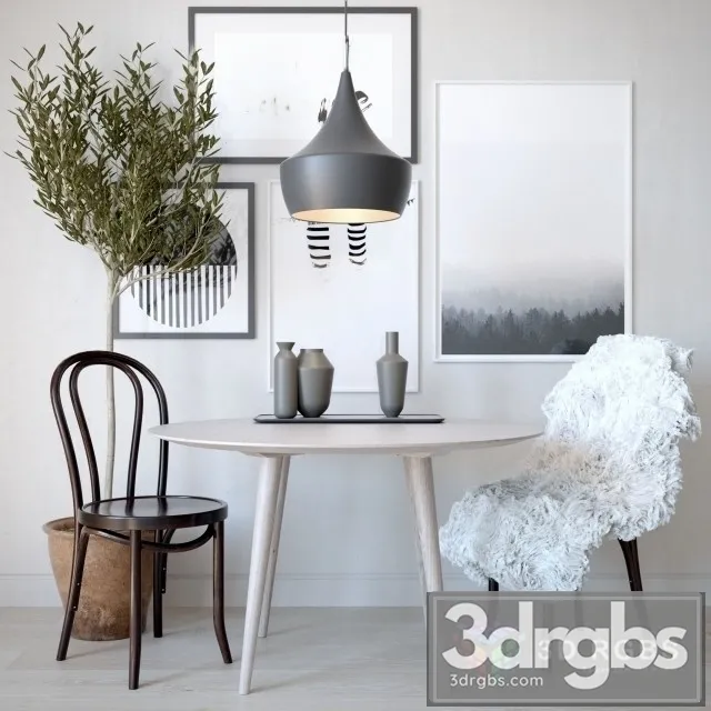 Scandinavian Table and Chair Set 3D Model Download