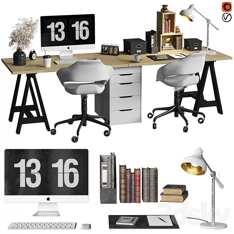 scandinavian workplace 3D Model