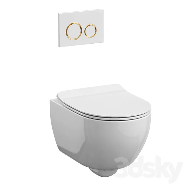 Scarabeo Moon toilet with Geberit Sigma 21 button 3D Model