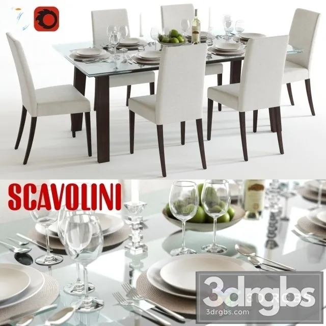 Scavolini Aire Table and Kuadra Chair 3D Model Download