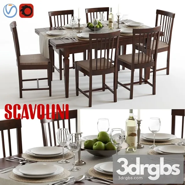 Scavolini Armony Chairs and Table 3D Model Download