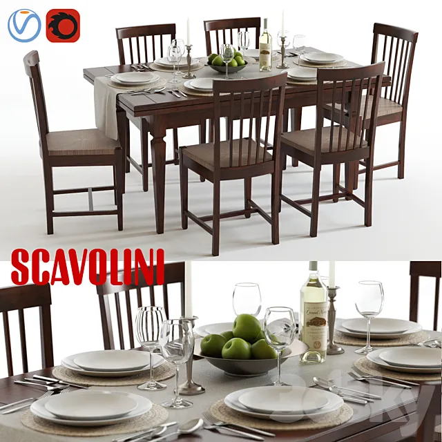 Scavolini Armony Chairs and Table 3D Model Scavolini Armony Chairs and Table 3D Model