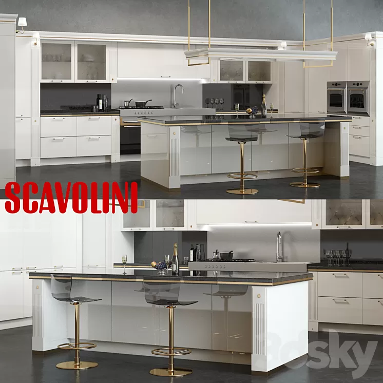 Scavolini Baccarat Kitchen White 3D Model Scavolini Baccarat Kitchen White 3D Model