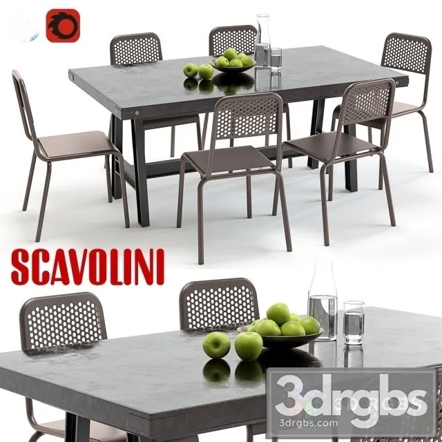 Scavolini Table and Chair Set 3D Model Download