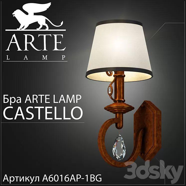 Sconce Arte lamp Castello A6016AP-1BG 3D Model Sconce Arte lamp Castello A6016AP-1BG 3D Model