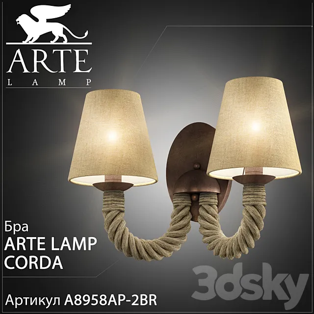 Sconce Arte Lamp Corda A8958AP-2BR 3DModel Sconce Arte Lamp Corda A8958AP-2BR 3DModel