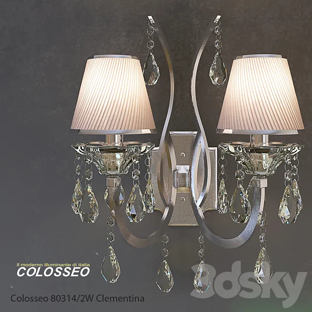 Sconce Crystal COLOSSEO 80314 _ 2W CLEMENTINA Chrome 3DModel Sconce Crystal COLOSSEO 80314 _ 2W CLEMENTINA Chrome 3DModel