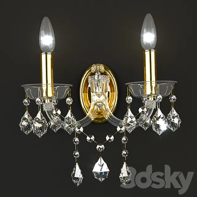 Sconce Crystal Lux Tesoro AP2 3D Model Sconce Crystal Lux Tesoro AP2 3D Model