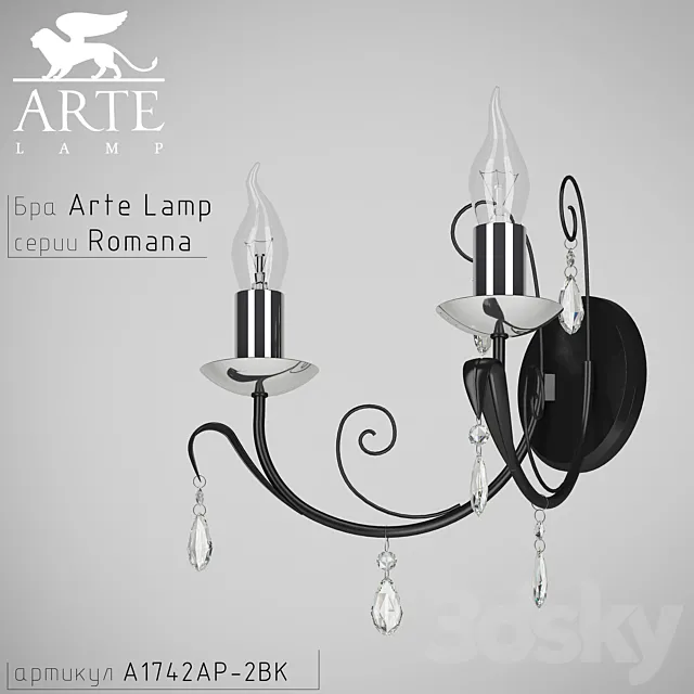 Sconce Lamp Arte Romana A1742AP-2BK 3DModel Sconce Lamp Arte Romana A1742AP-2BK 3DModel