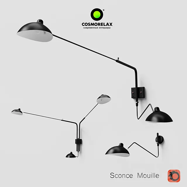 Sconce Mouille for 1. 2 and 3 lamps 3DModel