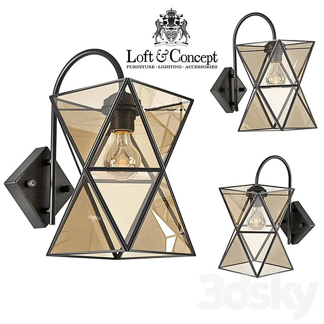Sconce PolyPyramid Glass Bra Cognac 3DModel