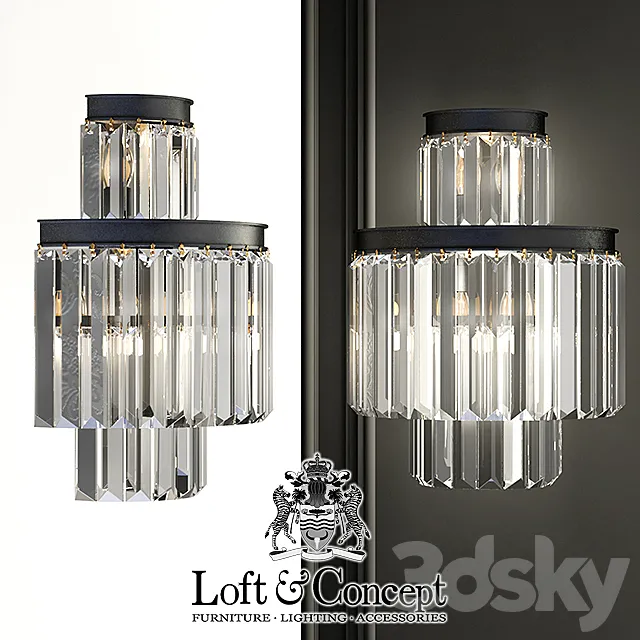 Sconce RH 1920s Odeon Clear Glass Fringe Bra – 3 rings 3DModel Sconce RH 1920s Odeon Clear Glass Fringe Bra – 3 rings 3DModel