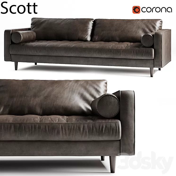 Scott 3 Seater Sofa 3D Model