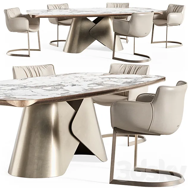 Scott ceramic table Rhonda chair 3D Model Scott ceramic table Rhonda chair 3D Model