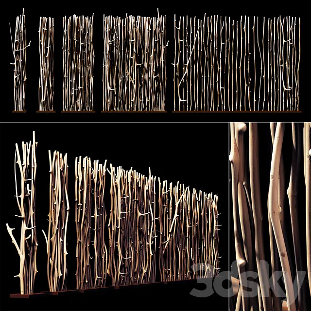 Screen branch clear decor n1 _ Screen of peeled branches for decor # 1 3DModel Screen branch clear decor n1 _ Screen of peeled branches for decor # 1 3DModel