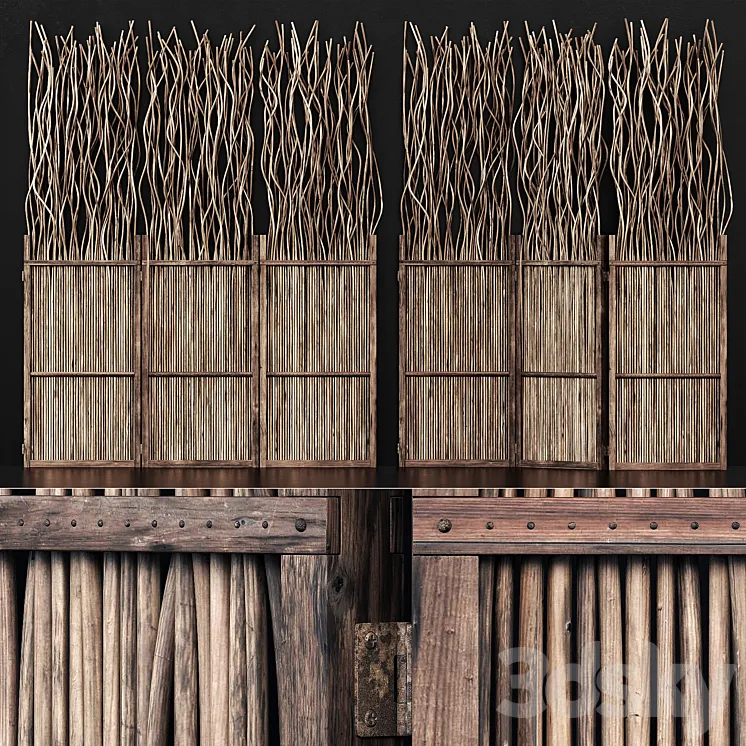 Screen branch crooked decor n5 \/ Screen of curved branches # 5 3D Model Free Download