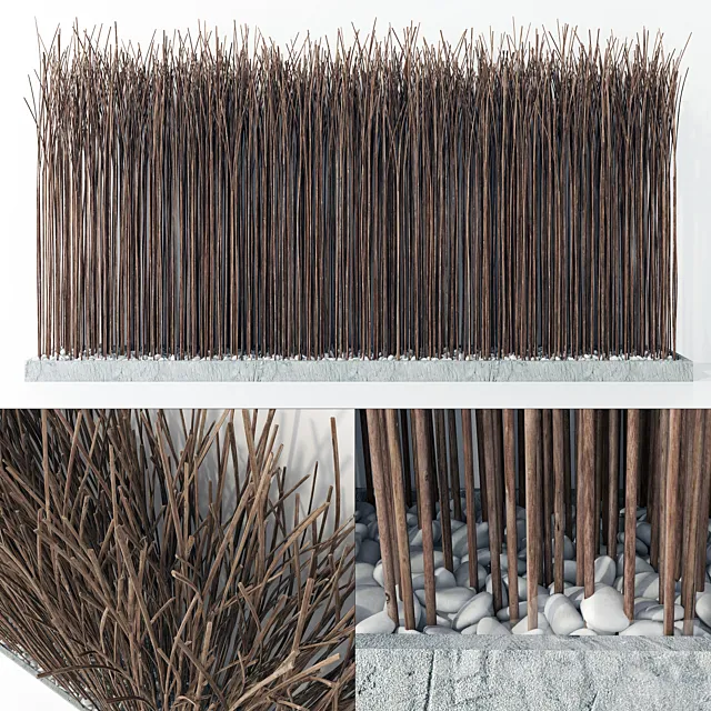 Screen long wood thin dry branch pebble n2 _ Long screen of thin dry branches No. 2 3D Model Screen long wood thin dry branch pebble n2 _ Long screen of thin dry branches No. 2 3D Model