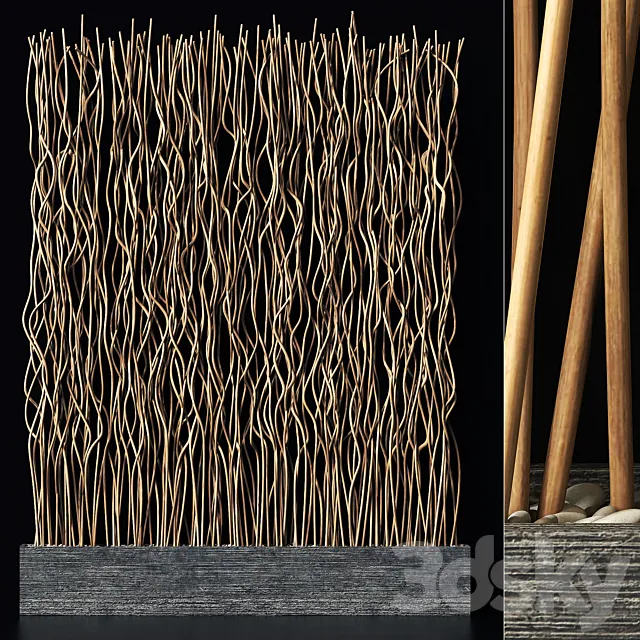 Screen wood branch thin wave n1 _ Screen of thin wavy branches No. 1 3D Model Screen wood branch thin wave n1 _ Screen of thin wavy branches No. 1 3D Model