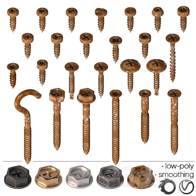 Screws self-tapping screws – Set-3 3D Model Screws self-tapping screws – Set-3 3D Model