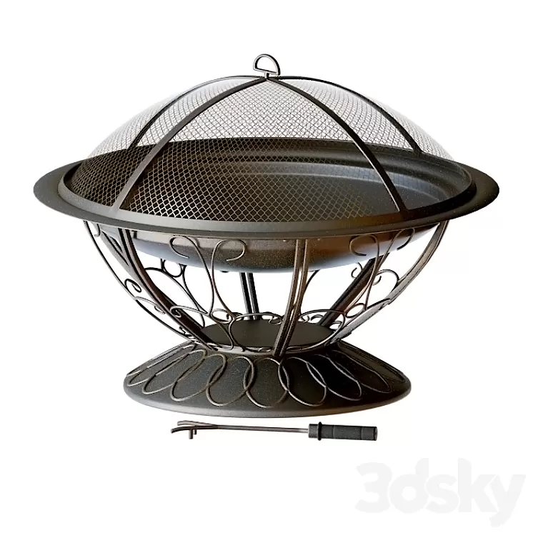 Scroll Wood Burning Firepit in Black 3D Model Scroll Wood Burning Firepit in Black 3D Model