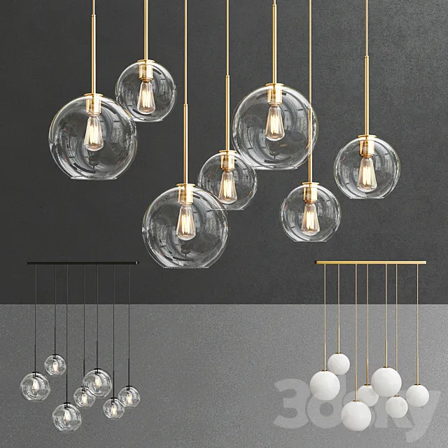 Sculptural Glass 7-Light Globe Chandelier 3D Model Sculptural Glass 7-Light Globe Chandelier 3D Model