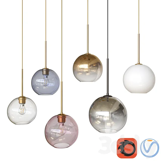 Sculptural Glass Globe Pendant small 3D Model