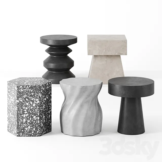 Sculptural side tables 3D Model