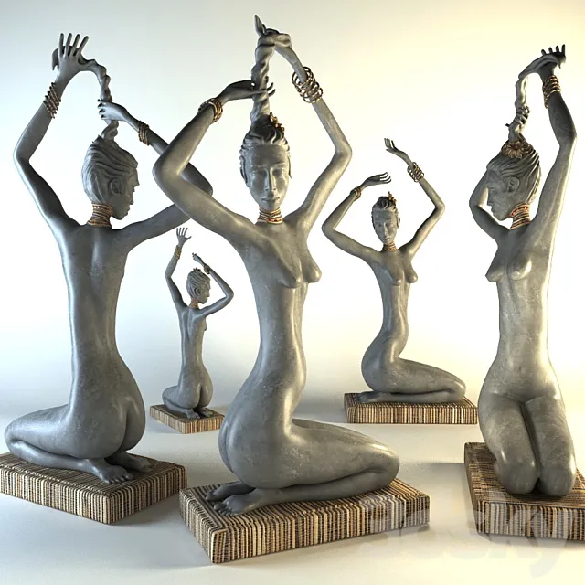 Sculpture of a Kneeling Girl 3D Model