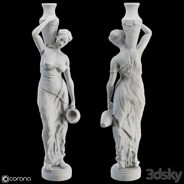 Sculpture statue of a girl with a jug 3D Model