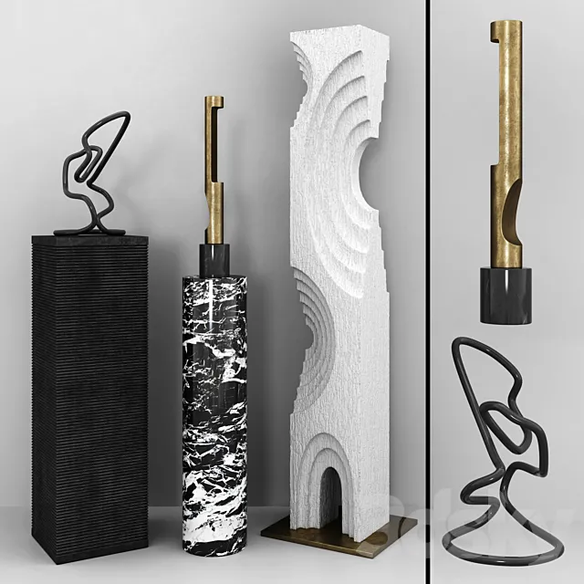 Sculptures on a pedestal Kelly Wearstler 01 3DModel Sculptures on a pedestal Kelly Wearstler 01 3DModel