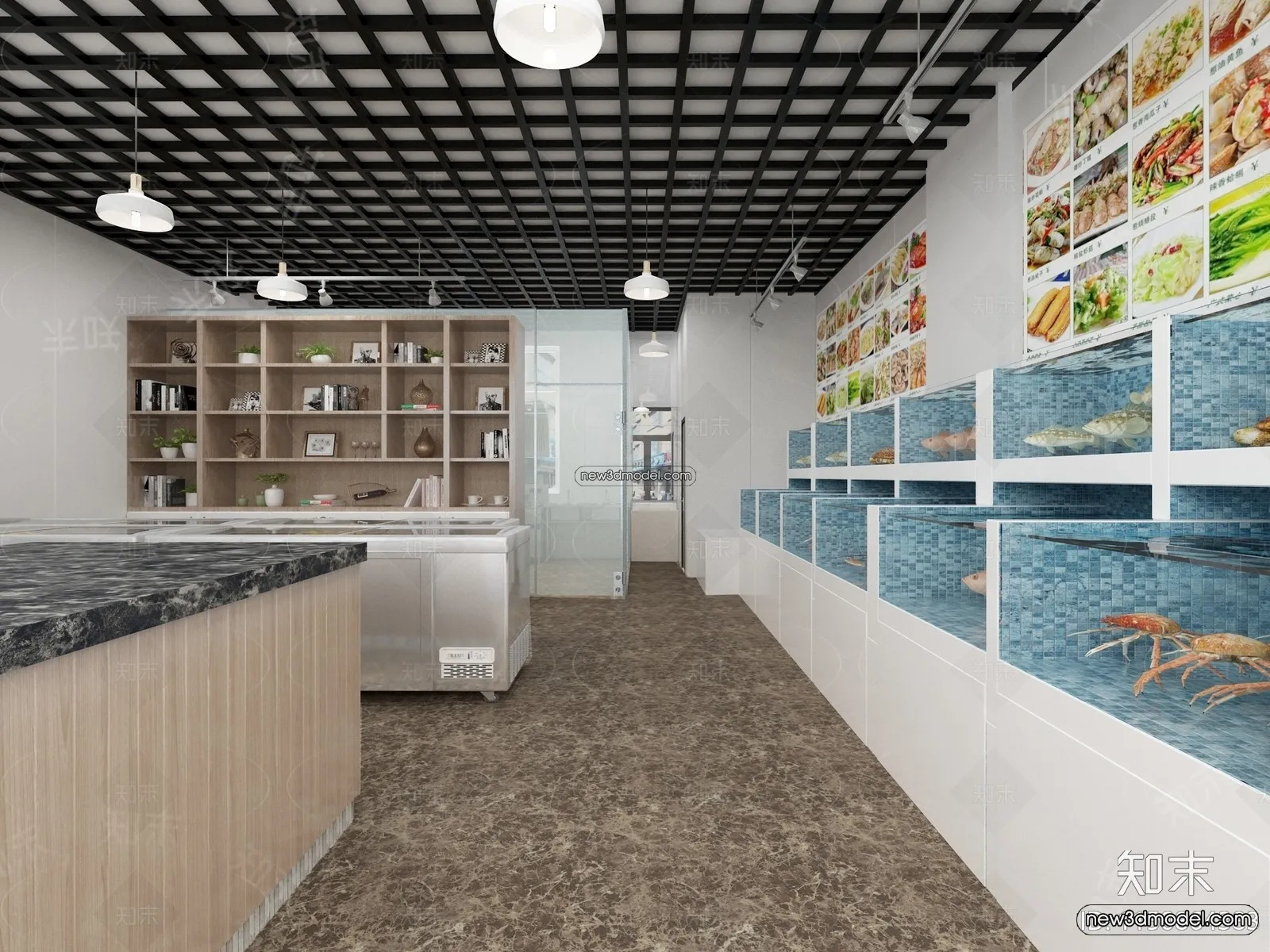 Seafood Restaurant 3D Scene – 3D Blocks – 004 – VRAY