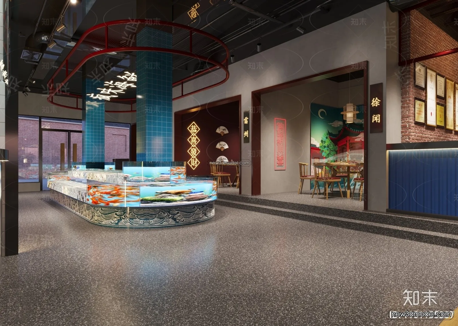 Seafood Restaurant 3D Scene – 3D Blocks – 005 – CORONA