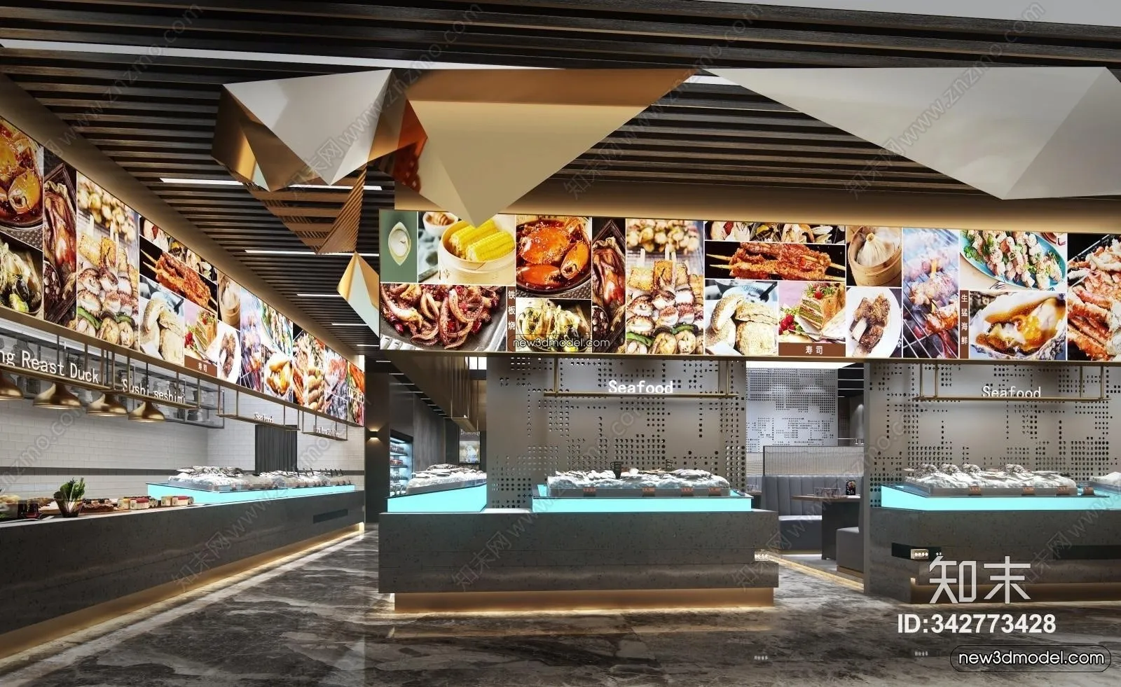 Seafood Restaurant 3D Scene – 3D Blocks – 006 – VRAY