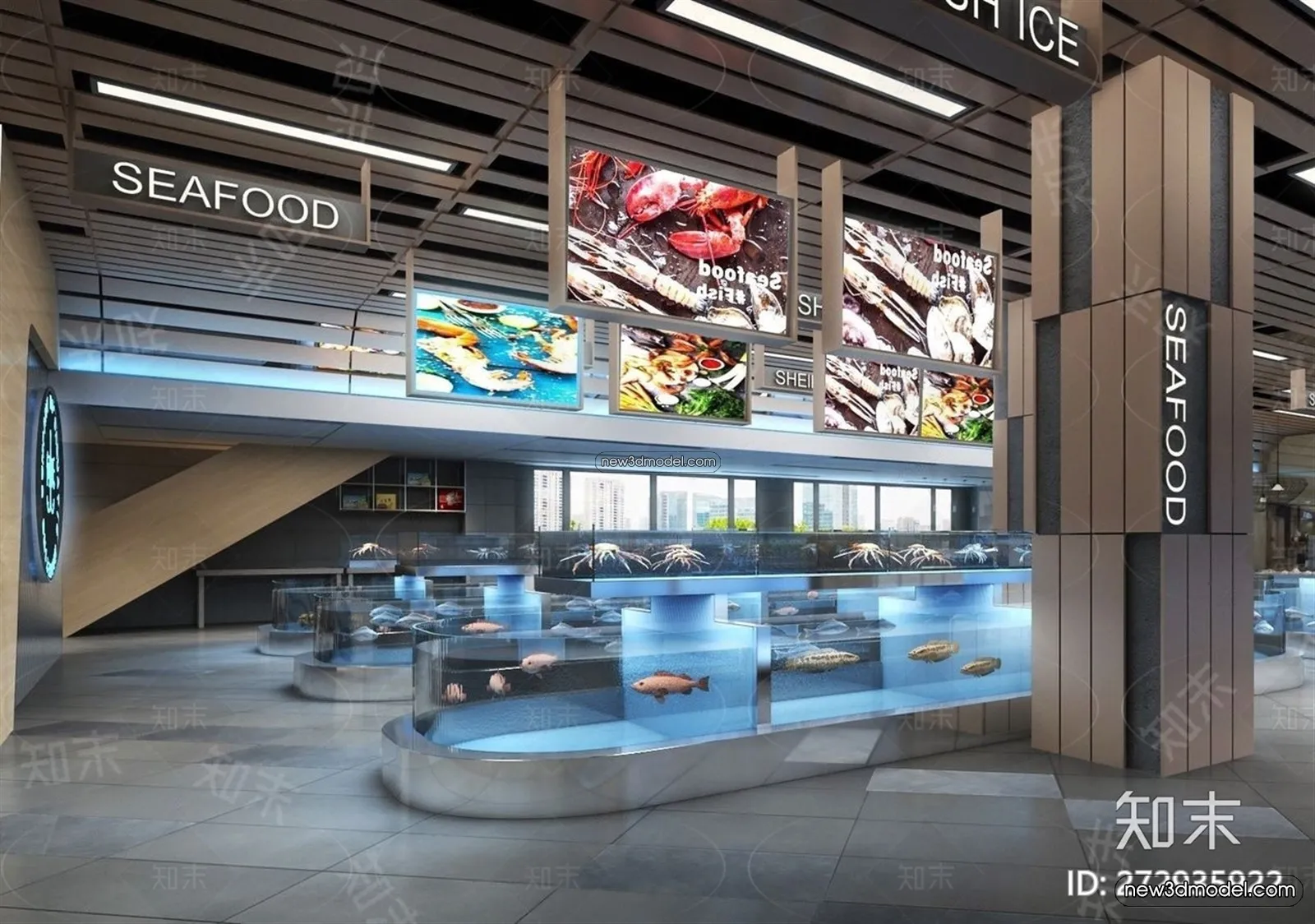 Seafood Restaurant 3D Scene – 3D Blocks – 015 – VRAY