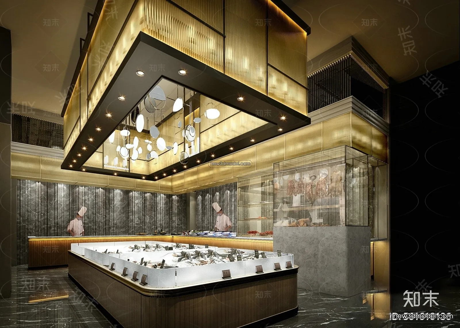 Seafood Restaurant 3D Scene – 3D Blocks – 023 – VRAY