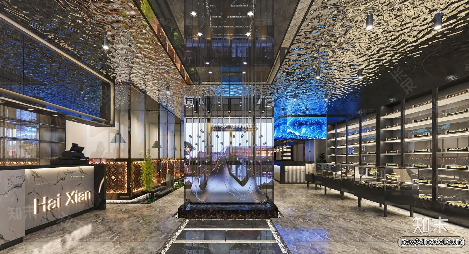 Seafood Restaurant 3D Scene – 3D Blocks – 024 – VRAY