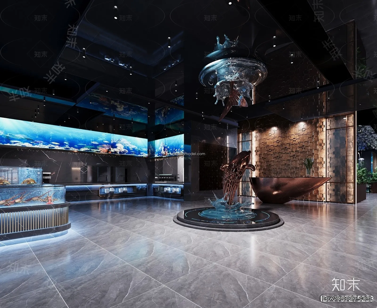 Seafood Restaurant 3D Scene – 3D Blocks – 035 – CORONA