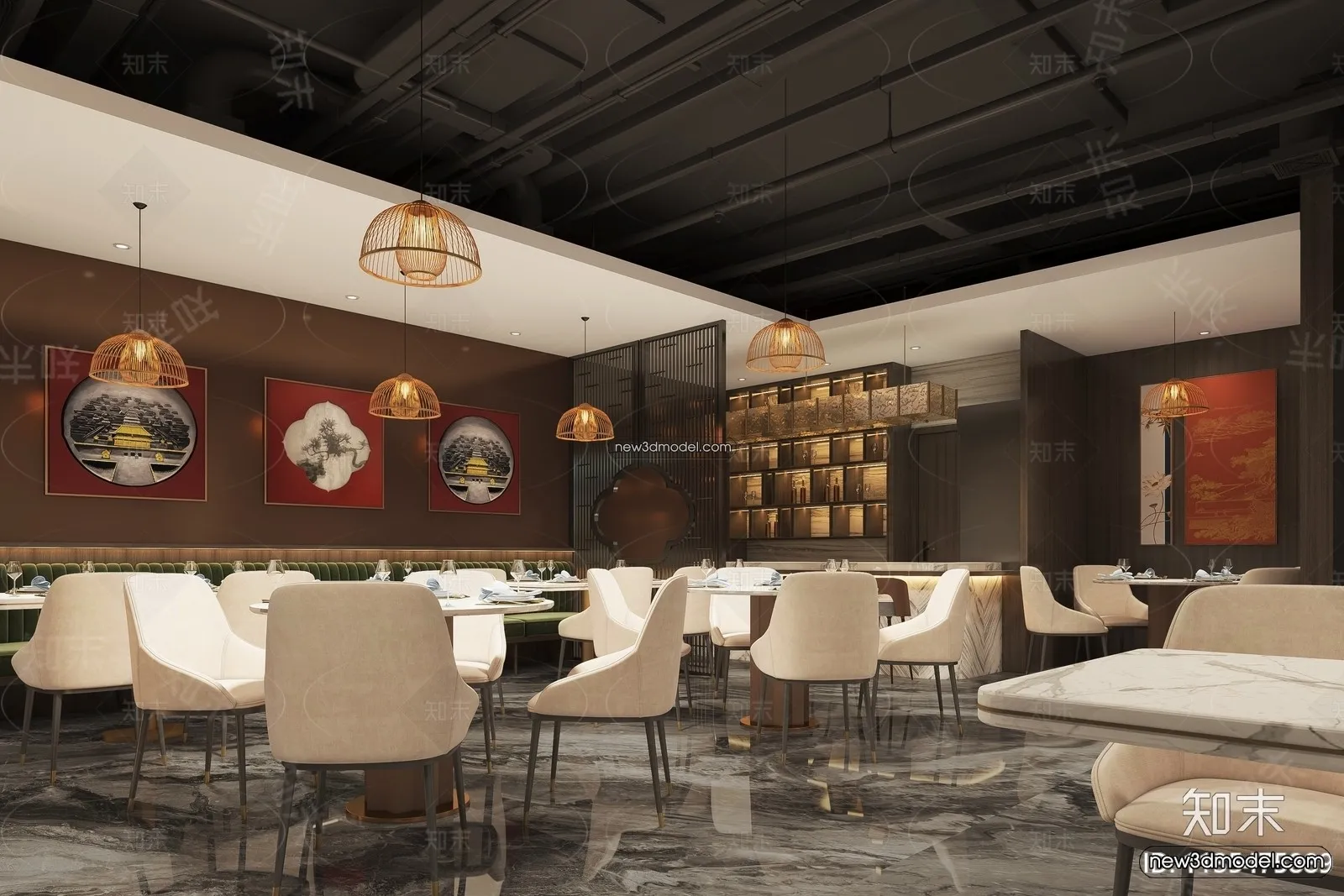 Seafood Restaurant 3D Scene – 3D Blocks – 037 – VRAY