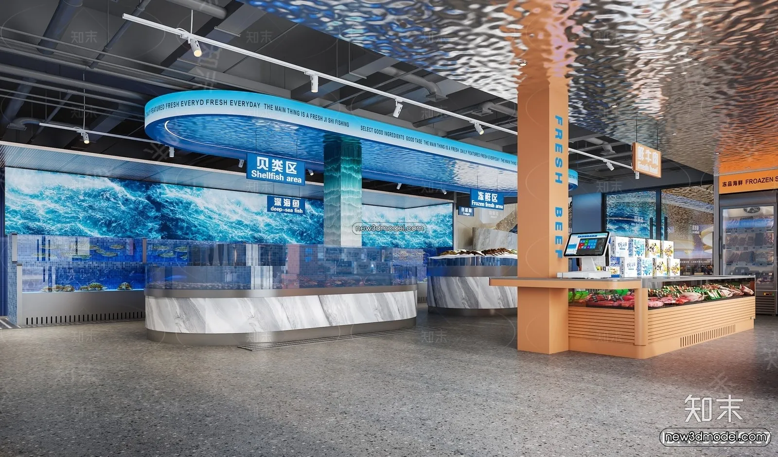 Seafood Restaurant 3D Scene – 3D Blocks – 039 – VRAY